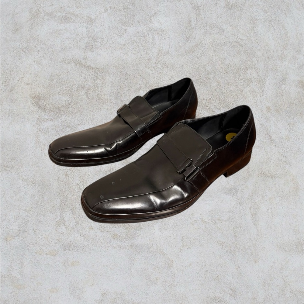 Kenneth Cole Dark Brown Leather Slip-On Loafers